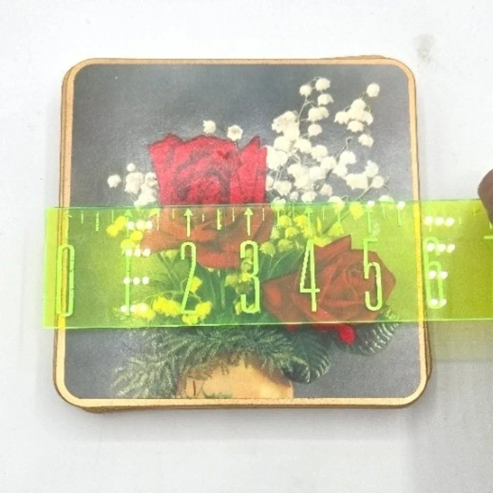 Vintage Win-El-Ware Rose Coasters‎ Set of 6 - Made in Great Britain with Box